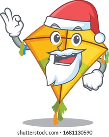 Kite in Santa cartoon character design showing ok finger