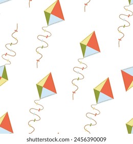 Kite seamless pattern. Fashionable drawing of a lethal machine for wrapping paper, wallpaper, stickers, notebook cover.