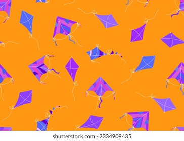 Kite seamless pattern. Summer children's endless background, texture. Vector illustration.