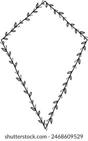 Drachenform Blumenkranz Rahmen Blatt Vektorgrafik Blumenrand Bilderrahmen Zweig Lorbeer Botanische Silhouette Schwarz Elemente Dekoration Gruß Hochzeit Rahmen