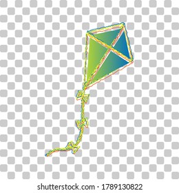 Signo de cometa. Icono de degradado de azul a verde con cuatro contornos de ancho sobre fondo transparente elegante. Ilustración.
