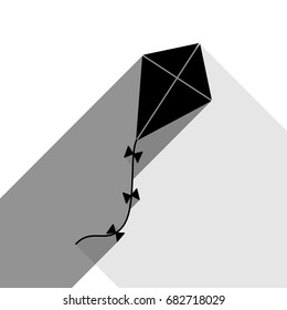 Kite sign. Vector. Black icon with two flat gray shadows on white background.