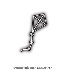 Kite sign. Vector. Double contour black icon with soft shadow at white background. Isolated.