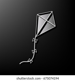 Kite sign. Vector. Gray 3d printed icon on black background.