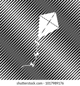 Kite sign. Vector. Icon. Hole in moire background.