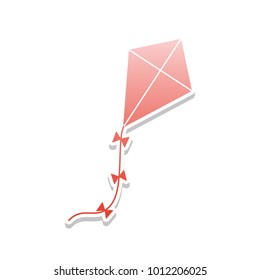 Kite sign. Vector. Reddish icon with white and gray shadow on white background. Isolated.