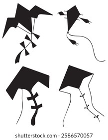 Kite Silhouettes vector Illustration Set