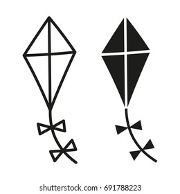 Kite simple black icon vector, Flying kite icon