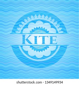 Kite sky blue water wave style badge.
