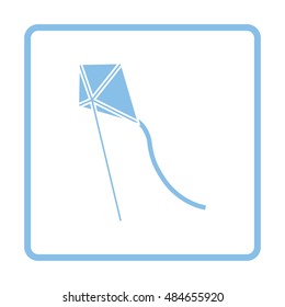 Kite in sky icon. Blue frame design. Vector illustration.