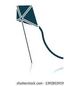 Kite In Sky Icon. Shadow Reflection Design. Vector Illustration.