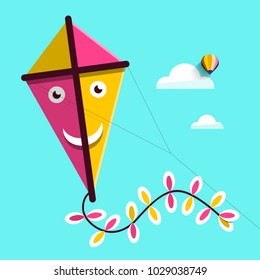 Kite Up the Sky. Vector Illustration.