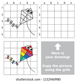 Kite smiley rainbow, the educational game with simple game level. Copy the picture.