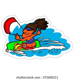 Kite sticker. Vector illustration