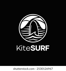 Vector de diseño de logotipo de insignia de kite surf