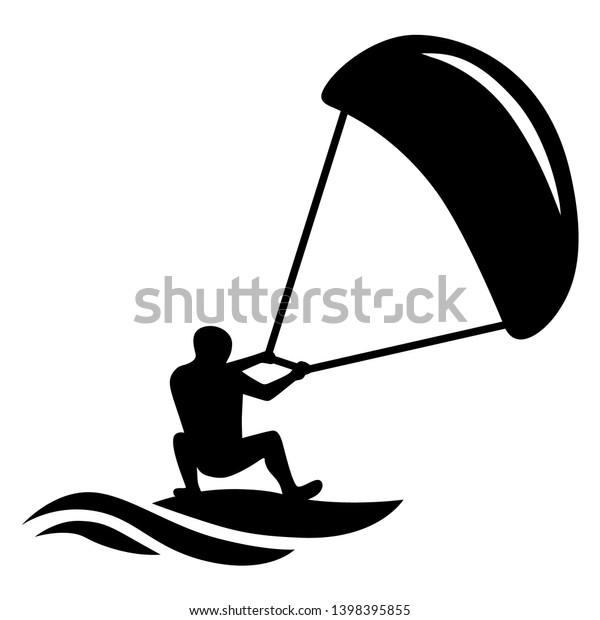 Kite Surfer Black White Vector Illustration: Stock-Vektorgrafik ...