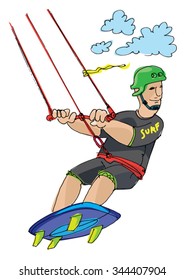 kite surfer - cartoon