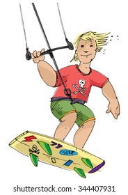 kite surfer - cartoon