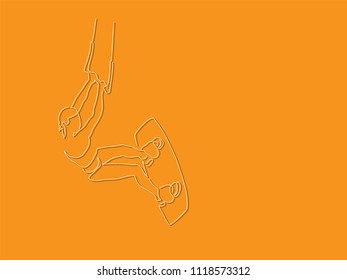 Kite surfer line drawing, vector illustration design. Outdoor sports collection.