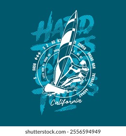 Kite surfing Freestyle Sport, Vector Graphic Illustration 