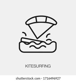 kite surfing icon vector. Linear style sign for mobile concept and web design. kite boarding symbol illustration. Pixel vector graphics - Vector.