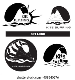 Kite surfing logo set