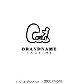 kite surfing logo template icon design modern vector illustration