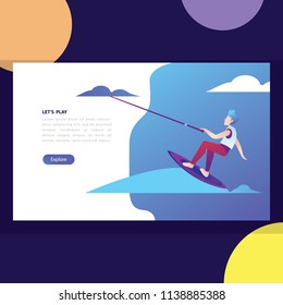 KITE SURFING ON WAVE EXTREME OUTDOOR SPORT VECTOR