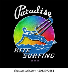 Kite Surfing Paradise Vector Design