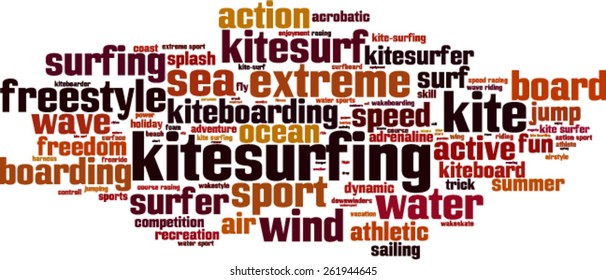 Kite surfing word cloud concept. Vector illustration