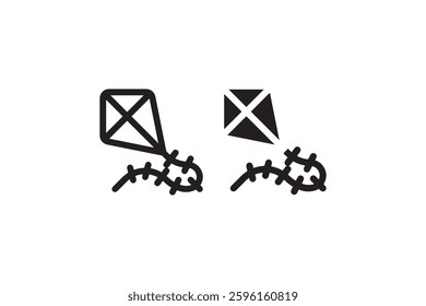 Kite tangled in wire black and white icon Vector