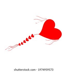 Kite template heart for Valentine's day. Helpful element for web design and print. 