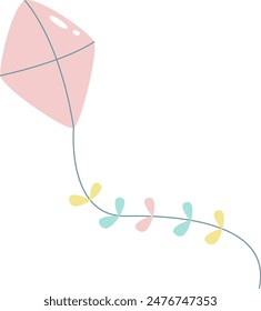 Kite Toy With Flags Vector Illustration