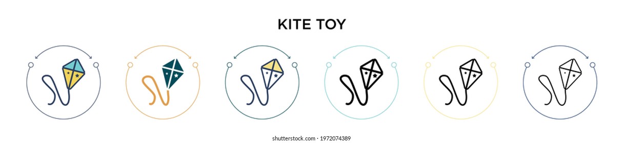 Kite toy icon in filled, thin line, outline and stroke style. Vector illustration of two colored and black kite toy vector icons designs can be used for mobile, ui, web