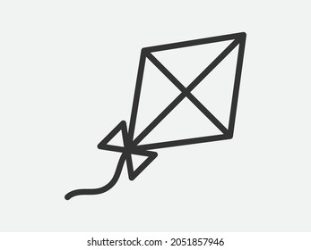 Kite toy icon on white background. Line style vector.