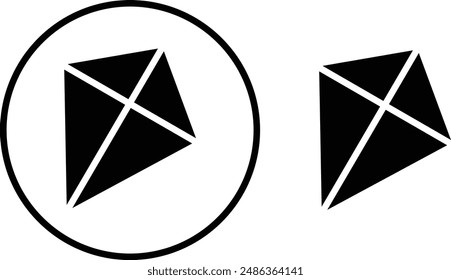 kite toy icon set black designed in filled, outline, line and stroke style. Paper kite creative, minimalist, and luxury vector template isolated on transparent background used for web, mobile, ui