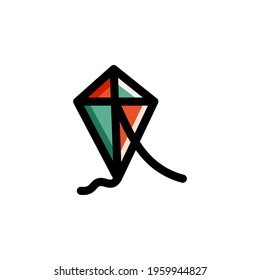 Kite Toy Outline Icon Logo Vector Illustration
