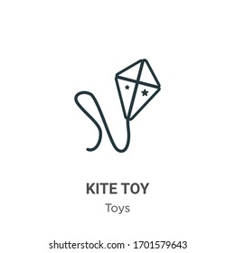 Kite toy outline vector icon. Thin line black kite toy icon, flat vector simple element illustration from editable toys concept isolated stroke on white background