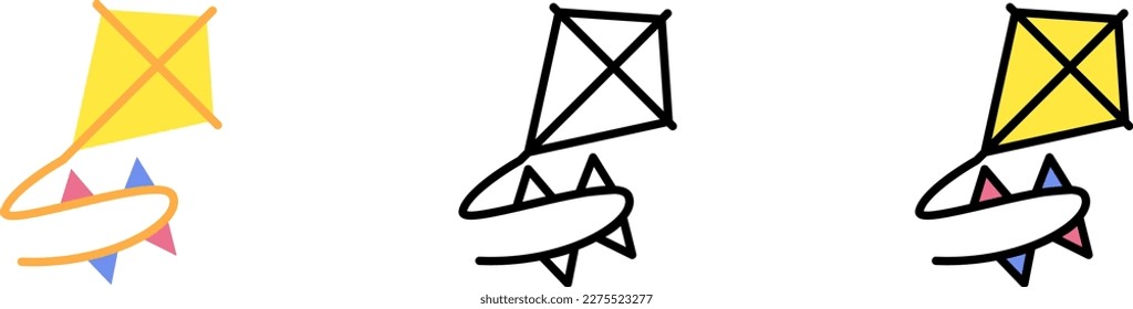 Kite, toy vector icon in different styles. Line, color, filled outline