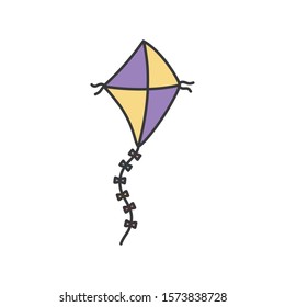 kite toy wind recreation icon on white background vector illustration