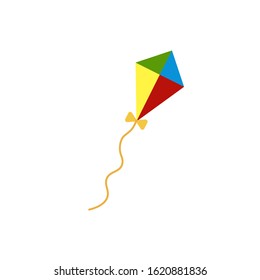 Kite vecor illustration. Flat kite icon. Colorful kite isolated on white background. Wind. Freedom concept.