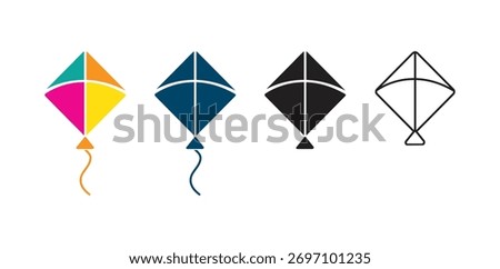 Kite vector icon illustration. Kite flying vector icon, kite Filled Icon vector 
Design icon on white Background