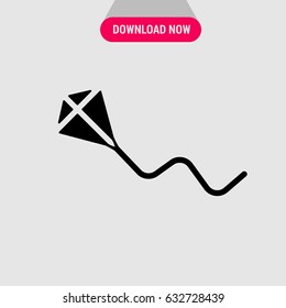 Kite Vector Icon, The symbol of kite-balloon with rope. Simple, modern flat vector illustration for mobile app, website or desktop app 