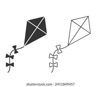 Kite vector line icon set in modern flat sign vector