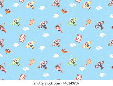 Kite vector seamless pattern