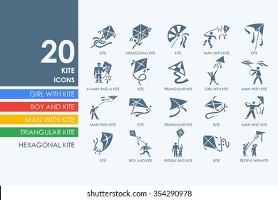 kite vector set of modern simple icons