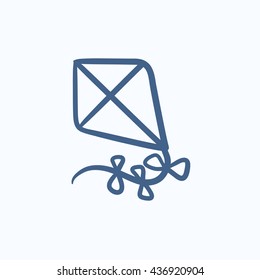 Kite vector sketch icon isolated on background. Hand drawn Kite icon. Kite sketch icon for infographic, website or app.