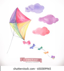 Kite. Watercolor vector illustration