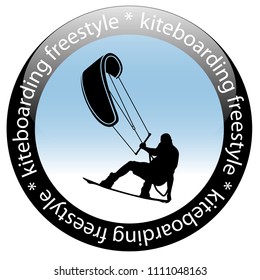 Kiteboarding Freestyle Rider Icon, isolated on white background. Vector illustration.