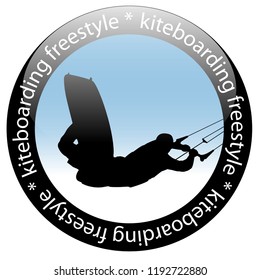 Kiteboarding jump, Freestyle Rider Icon, isolated on white background. Vector illustration.